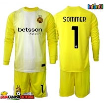 Camisa de Futebol Inter Milan Yann Sommer #1 Goleiro Equipamento Secundário Infantil 2025-26 Manga Comprida (+ Calças curtas)
